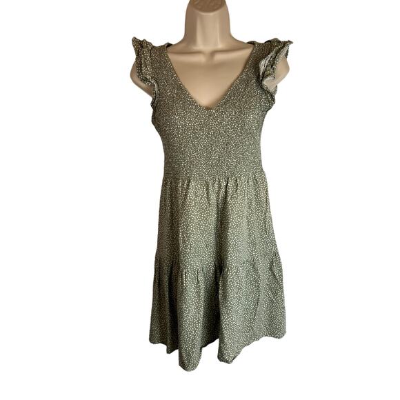 Ann Taylor Loft Petites Green Smocked Dress XSP XS - Picture 1 of 11